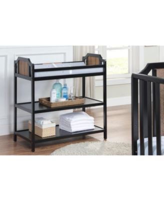 Modern Changing Table Brownstone Finish with Two Shelves and 4 Side Safety Rails for Nursery