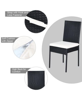 10PCS Rattan Dining Set Cushioned Chair Table w/ Glass Top Furniture Patio