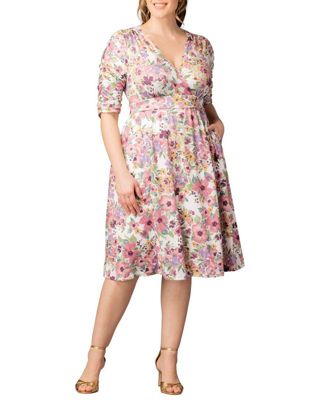 Plus Size Gabriella Ruched Sleeve Midi Dress with Pockets