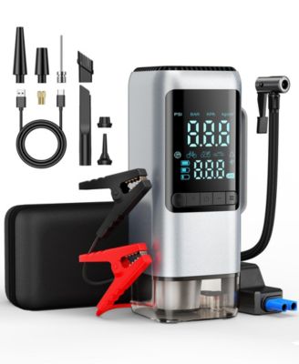 4-in-1 Portable Car Jump Starter with Air Compressor 150 PSI and Vacuum Cleaner 12V 1000A with LED Emergency Light Power Bank