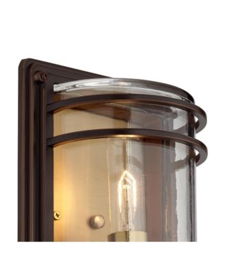 Modern Outdoor Wall Light Fixtures Set of 2 11" Clear Glass Shade for Exterior Barn Deck House Porch Patio Outside Front Door