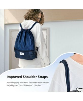 Drawstring Backpack String Bag with Zipper Pocket Foldable Design