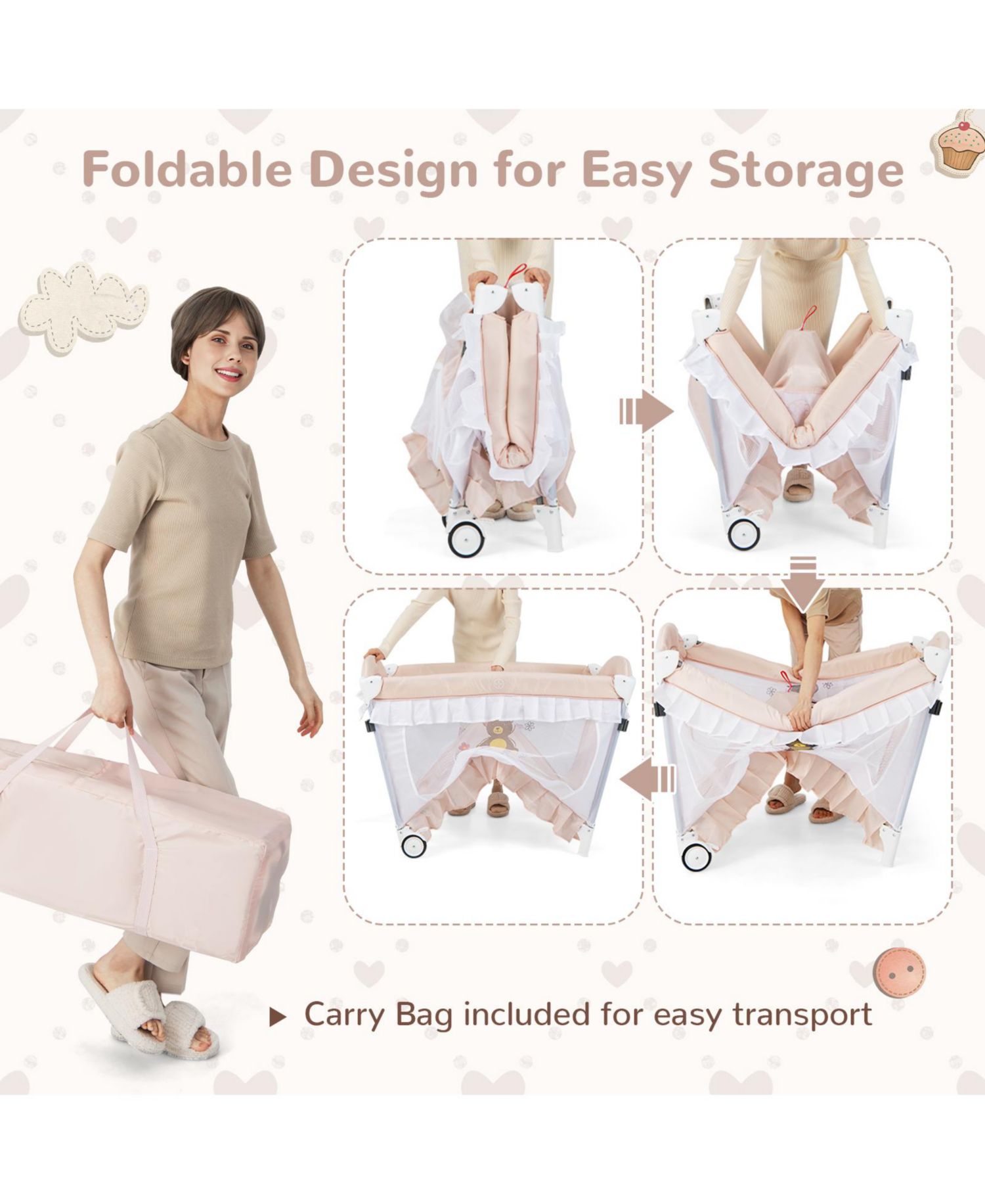 Convertible Baby Bassinet with Changing Table and Mesh Net