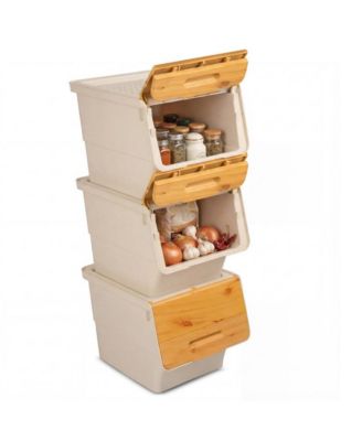 3 Pieces Storage Bins on Wheels Stackable Plastic Boxes with Stay-Open Lid Small