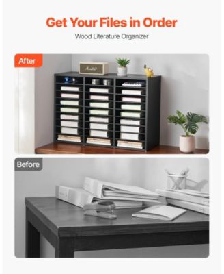Literature Organizer, 27 Compartments Office Mailbox with Removable Shelves, Wooden Mailbox Sorter Particle Board Office Home Classroom Storage