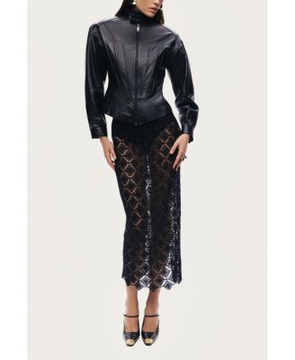 Women's Zip-Front Fitted Leather Jacket