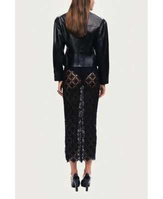 Women's Zip-Front Fitted Leather Jacket