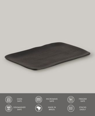 10.63" Stoneware Medium Rectangular Juta Platters, Set of 4