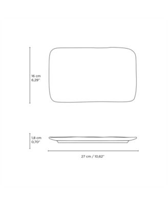 10.63" Stoneware Medium Rectangular Juta Platters, Set of 4