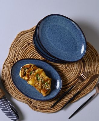 Stoneware Oval Dessert Plates, Set of 6