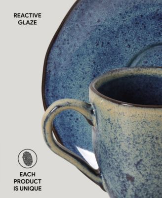 Stoneware Coffee Cup and Saucer Set, Service for 6