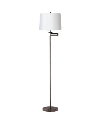 Modern Swing Arm Floor Lamp Tall Hardback Drum Shade for Living Room Reading Bedroom Office