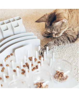 Cat Food Puzzle Feeder Interactive Play Mental Stimulation Slow Eating 5 Compartments Non-Slip Easy Clean