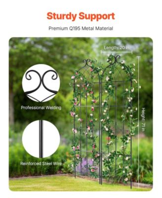 Metal Garden Trellis for Climbing Plants, 71 x 20 in 2-Pack Rustproof Powder-Coated Plant Support