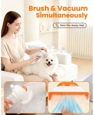 Vacuum Dog Brush 4-in-1 Self Cleaning Slicker Undercoat Rake Deshedding Tool Anti Static Massage For Short Medium Coats