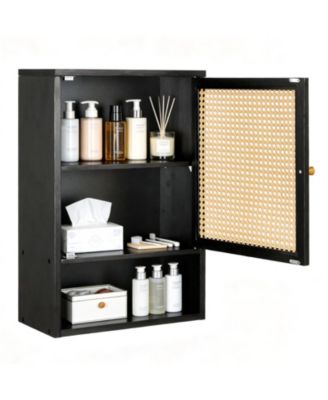 Space-Saving Bamboo Bathroom Wall Cabinet – Adjustable Shelf – Over Toilet Storage Organizer