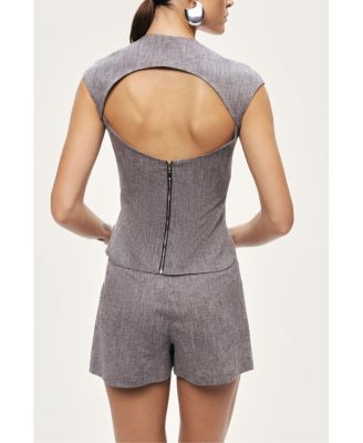 Women's Button Detail Linen Blend Skort