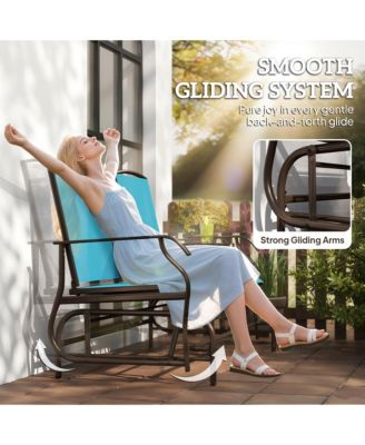 2-Person Outdoor Glider Bench with Center Table,