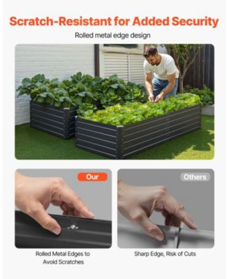 Large Galvalume Raised Garden Bed, 6.7 x 3 x 1.5 ft Metal Planter Box with Rolled Edges