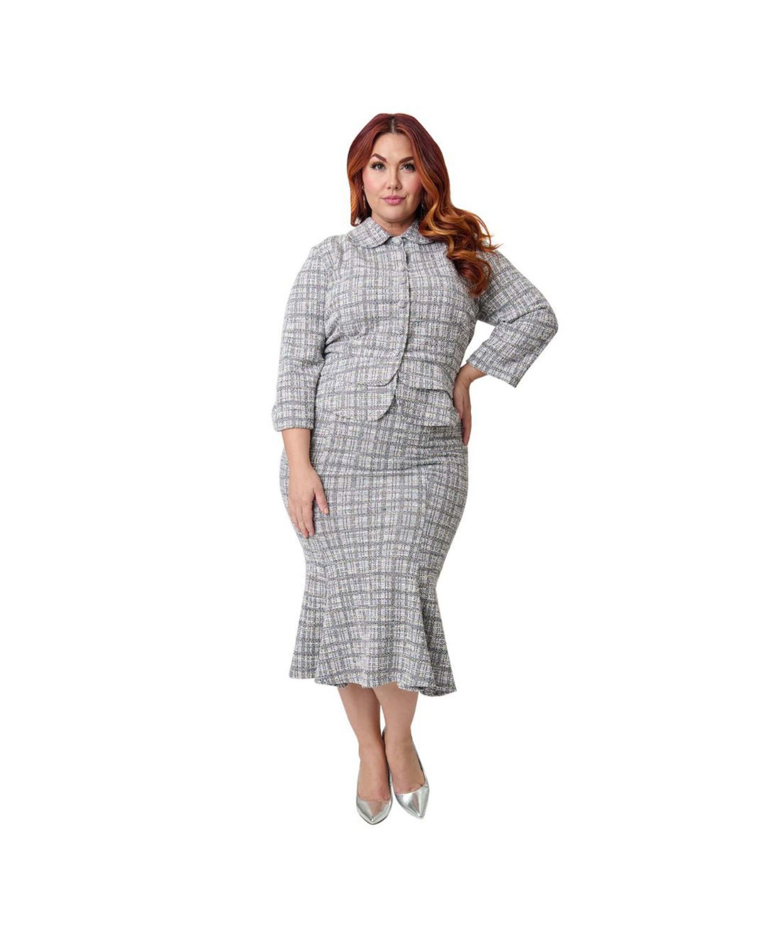 Plus Size Boucle Trumpet Skirt