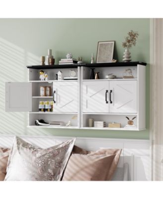 Bathroom Wall Cabinet - Medicine Cabinet with Barn Doors and Adjustable Shelf - Wall Cabinet for Bathroom, Kitchen, Laundry Room, Entryway