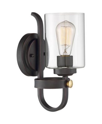 Eagleton Farmhouse Rustic Wall Light Sconces Set of 2 Oil Rubbed Bronze Hardwire 5 1/2" LED Fixture for Vanity