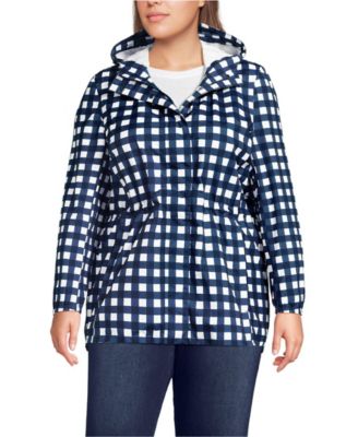 Plus Size Print Waterproof Hooded Packable Raincoat