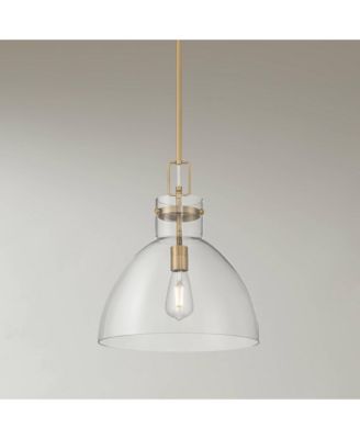 Possini Euro Hammon 14" Wide Aged Brass and Glass Pendant Light