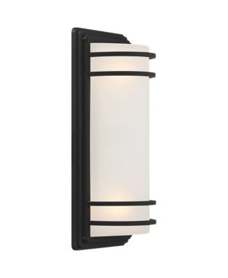 Habitat Modern Industrial Outdoor Wall Light Fixtures Set of 2  Metal Frosted Glass for Post Exterior Barn Deck