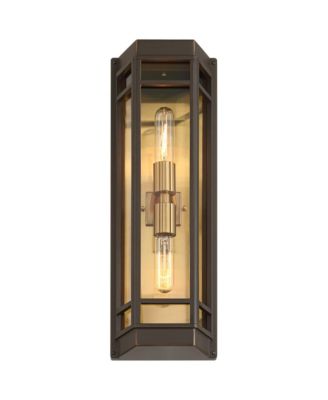 Catie High Modern 2-Light Outdoor Wall Light Fixture Mount Porch House Sand Brass Finish Aluminum