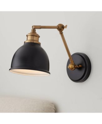 Sania Modern Swing Arm Wall Lamp Brass Plug-in Light Fixture Adjustable Up Down Shade for Bedroom Bedside Living Room Home House