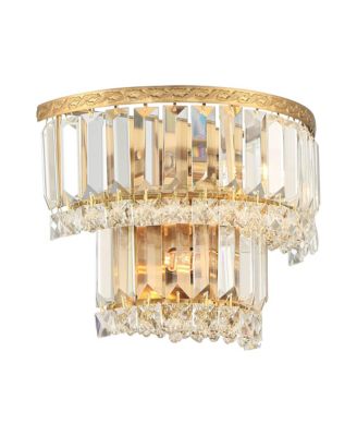 Modern Wall Light Sconces Gold Hardwired 10" 2-Light LED Fixture Clear Crystal for Bedroom Bathroom