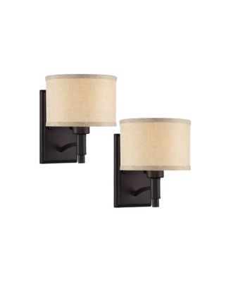 La Pointe Farmhouse Rustic Wall Light Sconces Set of 2 Oil Rubbed Bronze Hardwire 6 3/4" Fixture for Hallway