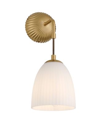 Comfrey 15" High Warm Brass and Fluted Glass Wall Sconce