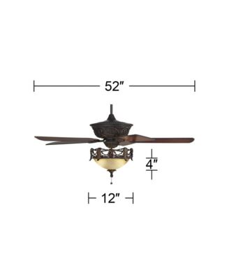 52" Contessa Industrial Rustic Indoor Ceiling Fan LED Light Bronze Copper Cherry Scavo Glass Living Kitchen Room Home