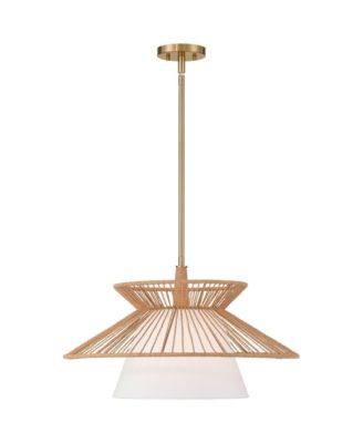 Aire 24" Mid Century Modern Pendant Chandelier Ceiling Light Fixture Dining Room Over Table Gold Finish Rope Fabric