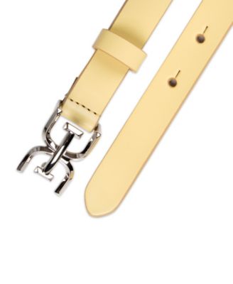 Women's Ultra Skinny Double-E Logo Plaque Buckle Belt