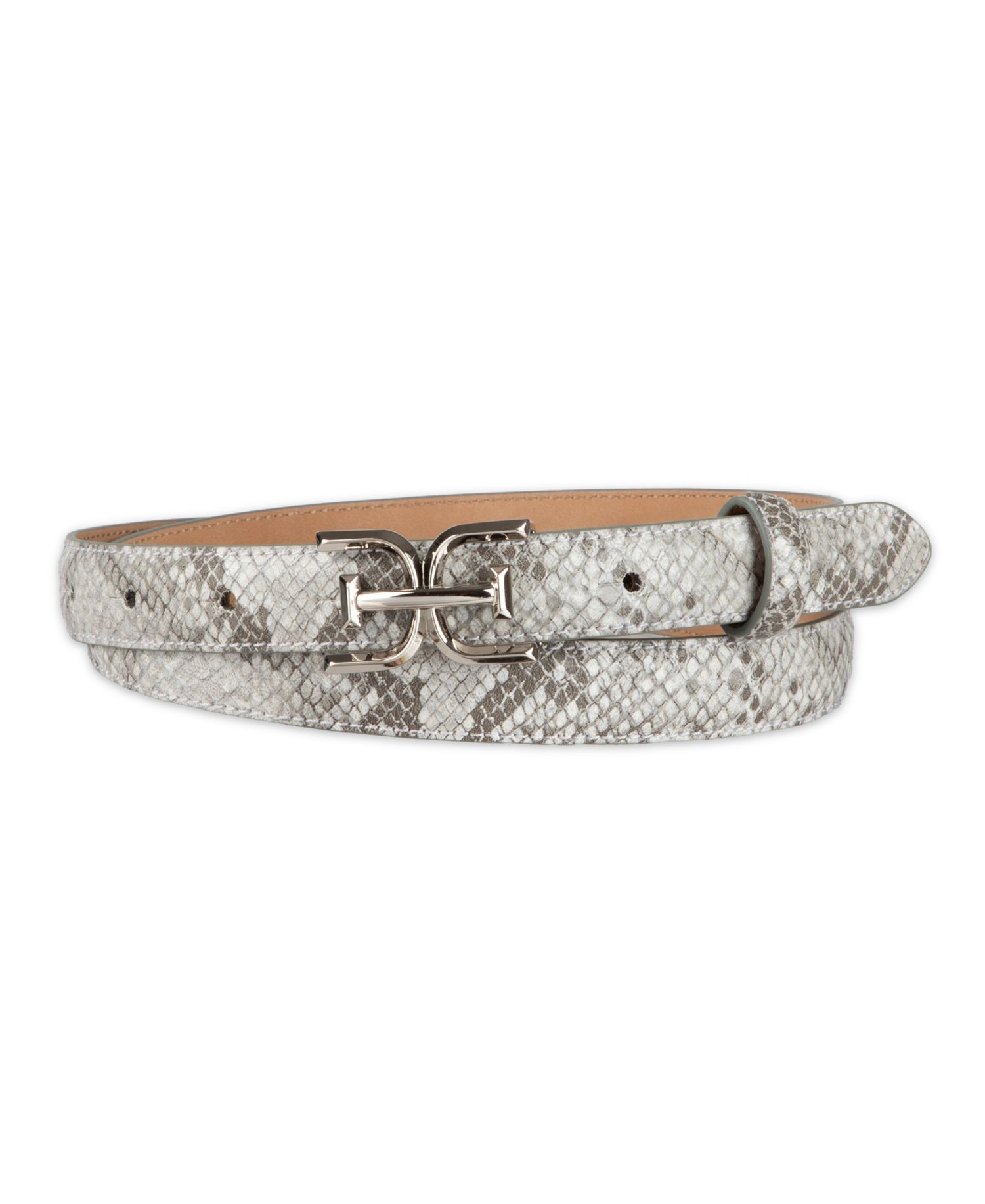 Women's Ultra Skinny Double-E Logo Plaque Buckle Belt
