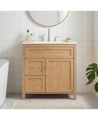30 Inch Bathroom Vanity with Sink, Freestanding Wood Cabinet, Flip-Out and 2 Soft-Close Drawers