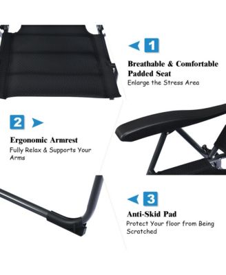 4PCS Patio Folding Chairs Back Adjustable Reclining Padded Garden Furniture