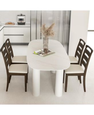 Upholstered Wooden Dining Chairs Set of Two