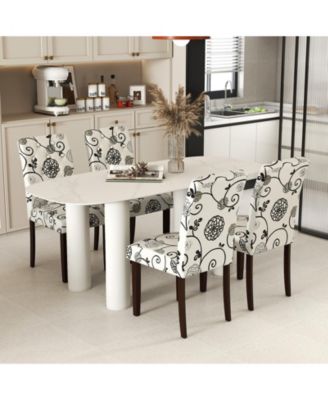 Button Tufted Upholstered Dining Chairs Set of Two