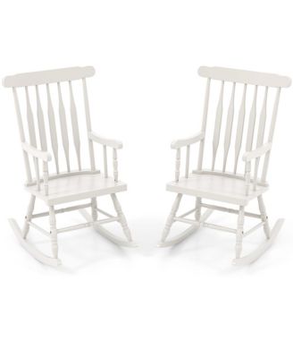 2PCS Wooden Rocking Chair Single Rocker Indoor Garden Patio Yard