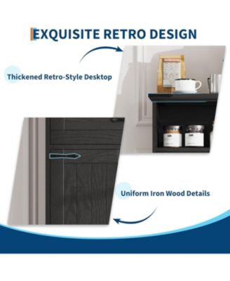 Farmhouse Storage Cabinet with Doors and Drawers, Freestanding