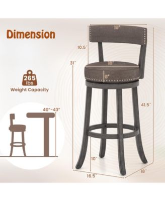  Bar Height Chairs Set of 4 w/ 360degree(s)   Swivel Seat Back and Cushioned Seat