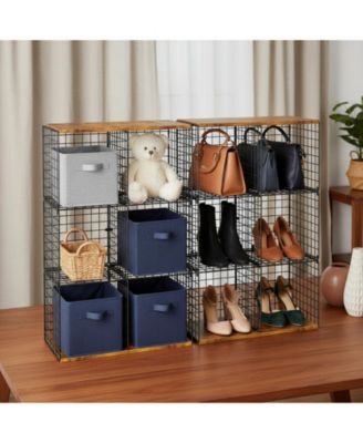 6 Cube Wire Closet Organizer Storage Shelf with Woodtop Sturdy Modular for Clothes Books Bedroom Office