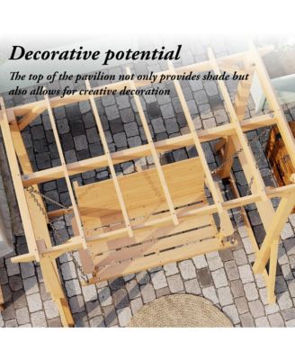 Solid Wood Pavilion Style Swing Chair, Garden Swing, Porch Swing