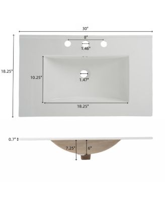 Bathroom Vanity with Sink, Modern Fluted MDF Cabinet, Soft Close Full-Extension Drawers for Small Spaces