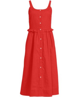 Women's Linen Blend Pintuck Tank Midi Dress