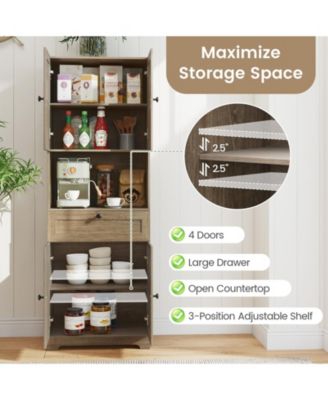 67.5-Inch-Tall Modern Freestanding Floor Storage Cabinet with 4 Doors and 1 Drawer